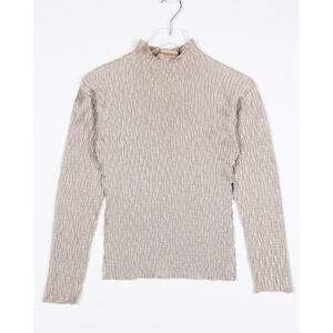 Vintage Y2K The Wonder Tee Crinkle Texture Metallic Silver Gold Champagne Top